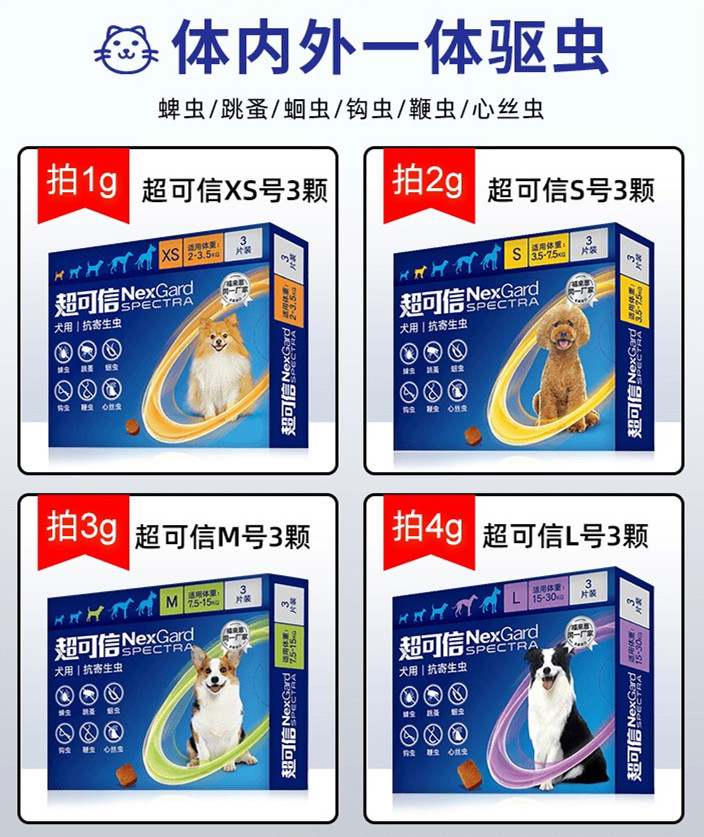超可信狗狗体内外一体驱虫药
