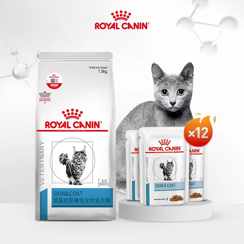 成猫皮肤被毛全价处方粮干粮+湿粮套餐 1.5KG+0.085KG×12包 504元